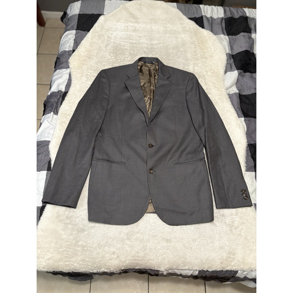 Brooks Brothers Mens Gray Striped Sport Wool Blazer Jacket Size 39L‎